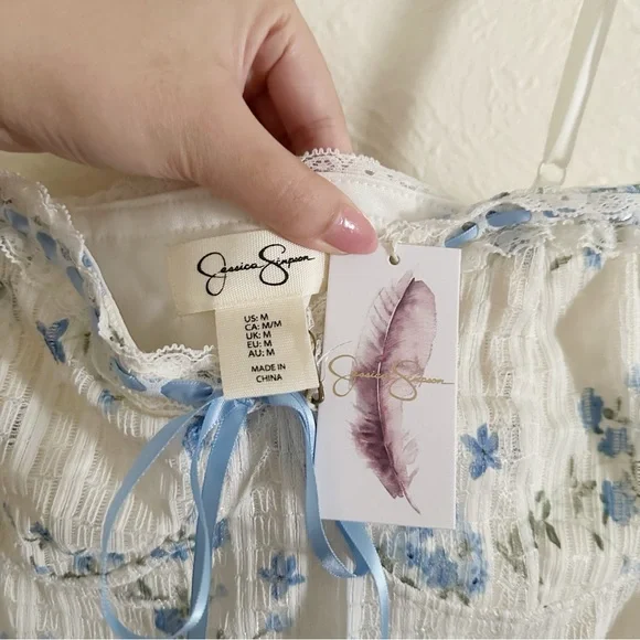 Jessica Simpson Blue Floral Lace Mini Dress - Picture 4 of 4